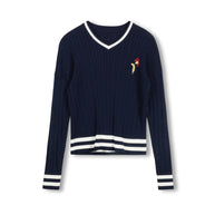 Flower Logo Cable Sweater-Junee