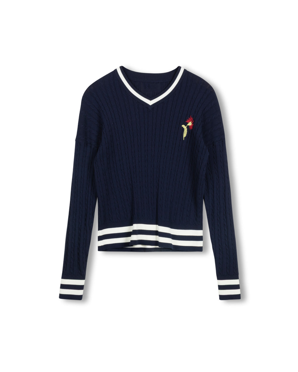 Flower Logo Cable Sweater-Junee