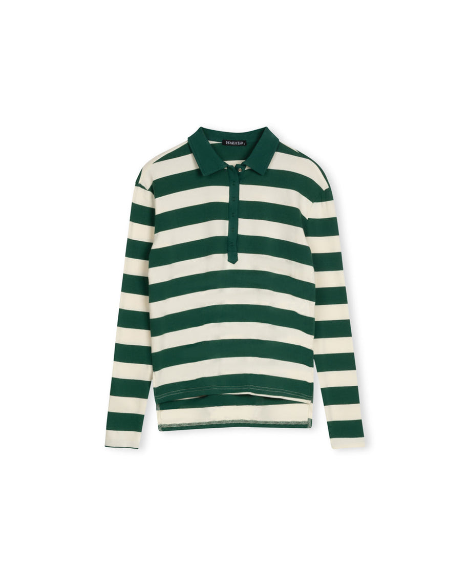 Oversized Striped Collar Polo-Junee