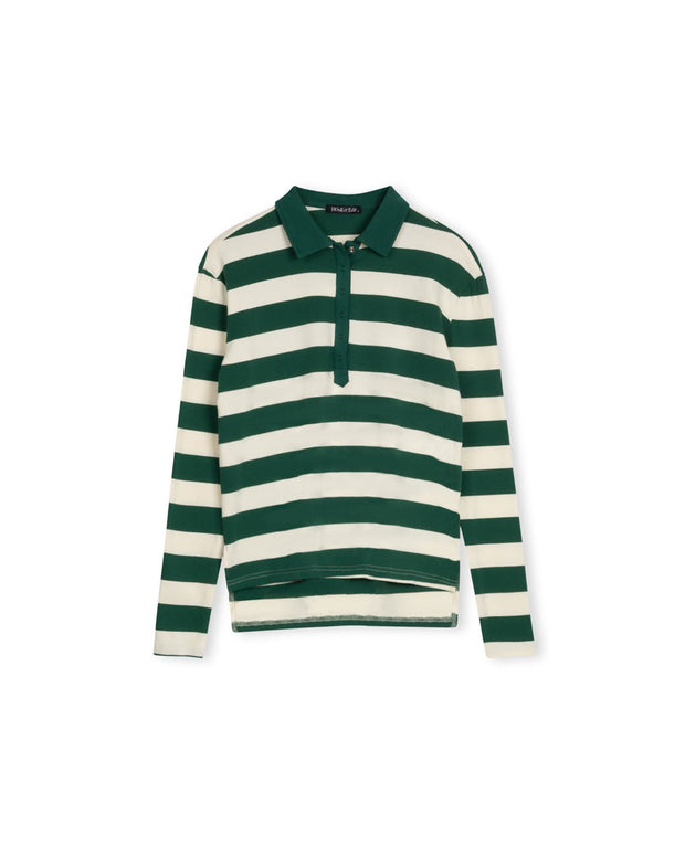 Oversized Striped Collar Polo-Junee