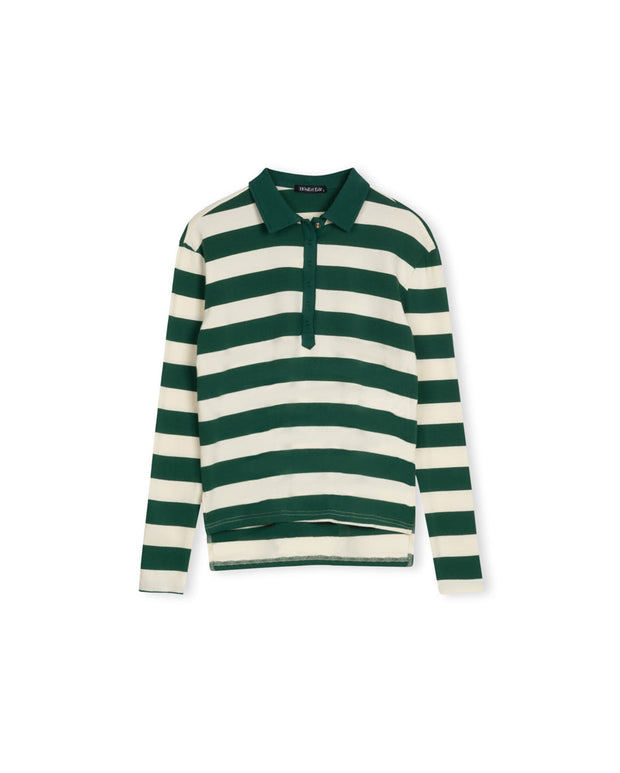 Oversized Striped Collar Polo-Junee