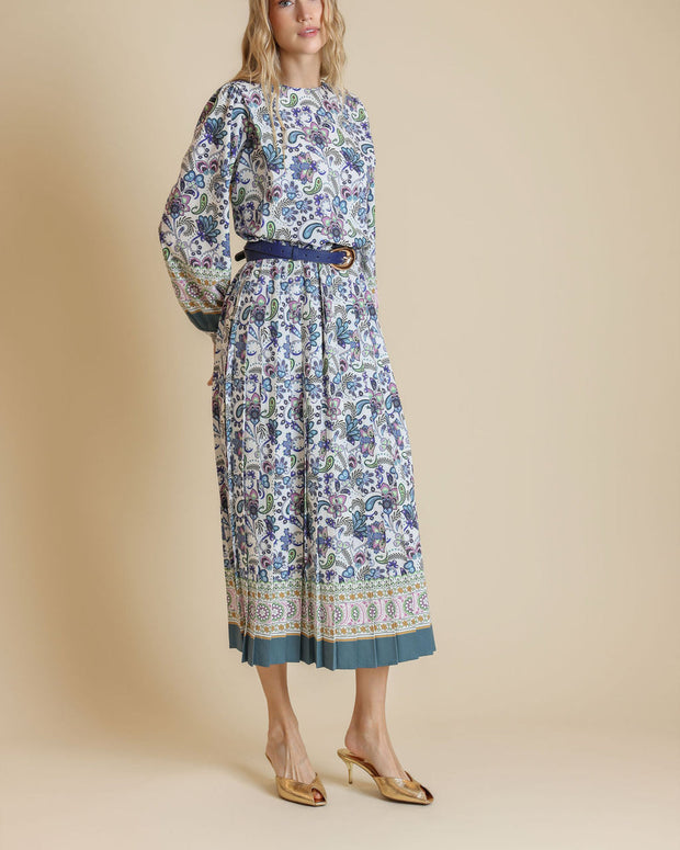 Paisley Pleated Dress-Junee