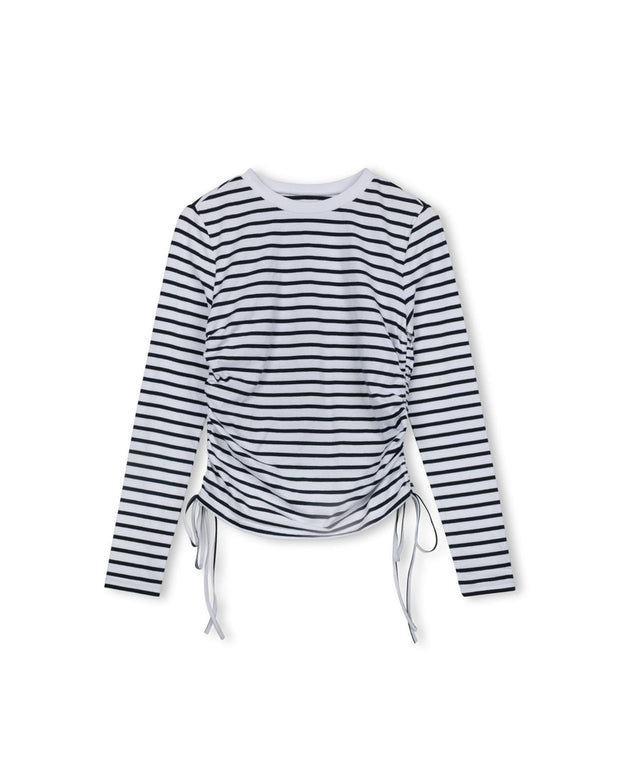 Ruched Striped Tee-Junee