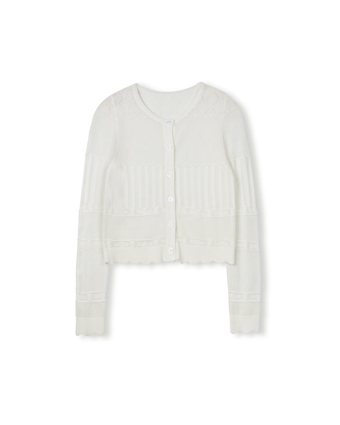 Pointelle Knit Scallo Cardi-Junee