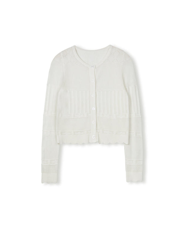 Pointelle Knit Scallo Cardi-Junee