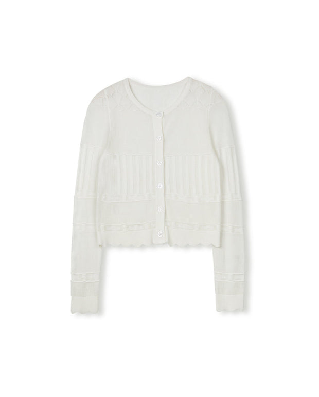 Pointelle Knit Scallo Cardi-Junee