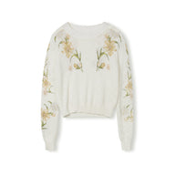 Floral Knit Scalloped Crew Neck- Junee