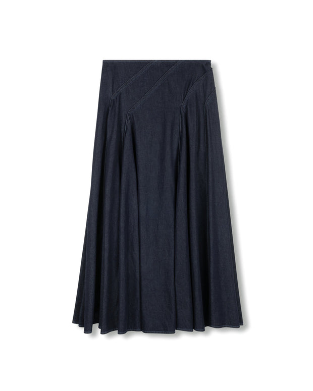 Chambray Stitched Detail skirt￼-Junee