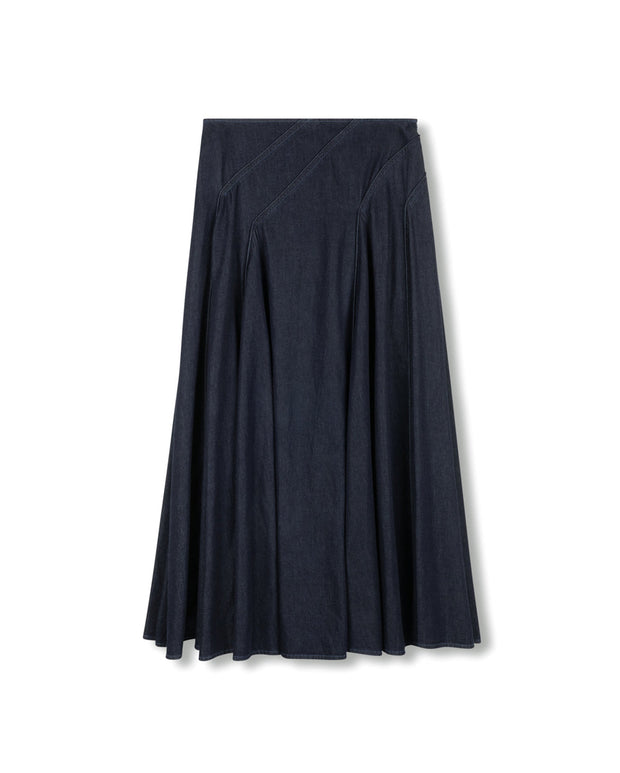 Chambray Stitched Detail skirt￼-Junee