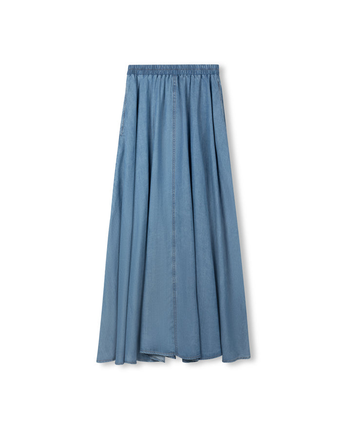 Elastic Waist Denim Skirt-Junee