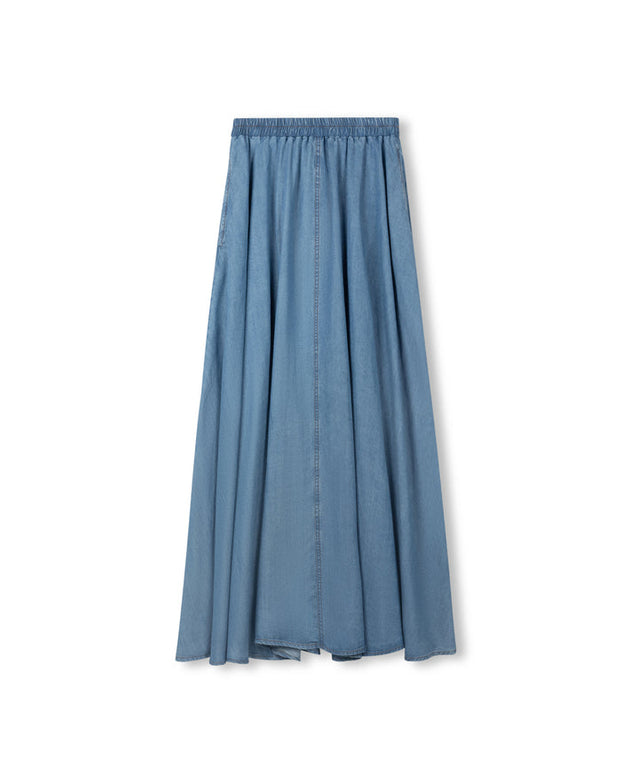 Elastic Waist Denim Skirt-Junee