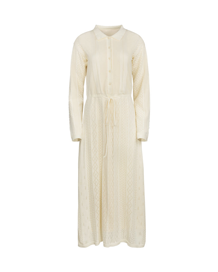 Pointelle polo dress-Junee