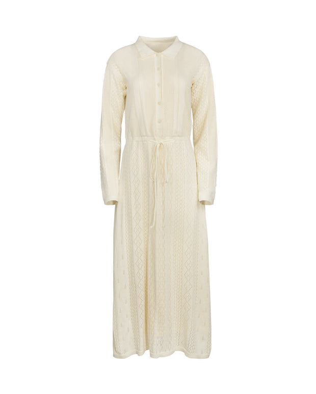Pointelle polo dress-Junee