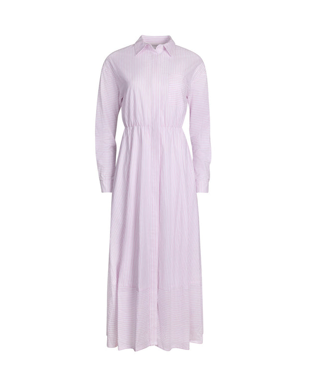 Poplin striped maxi dress