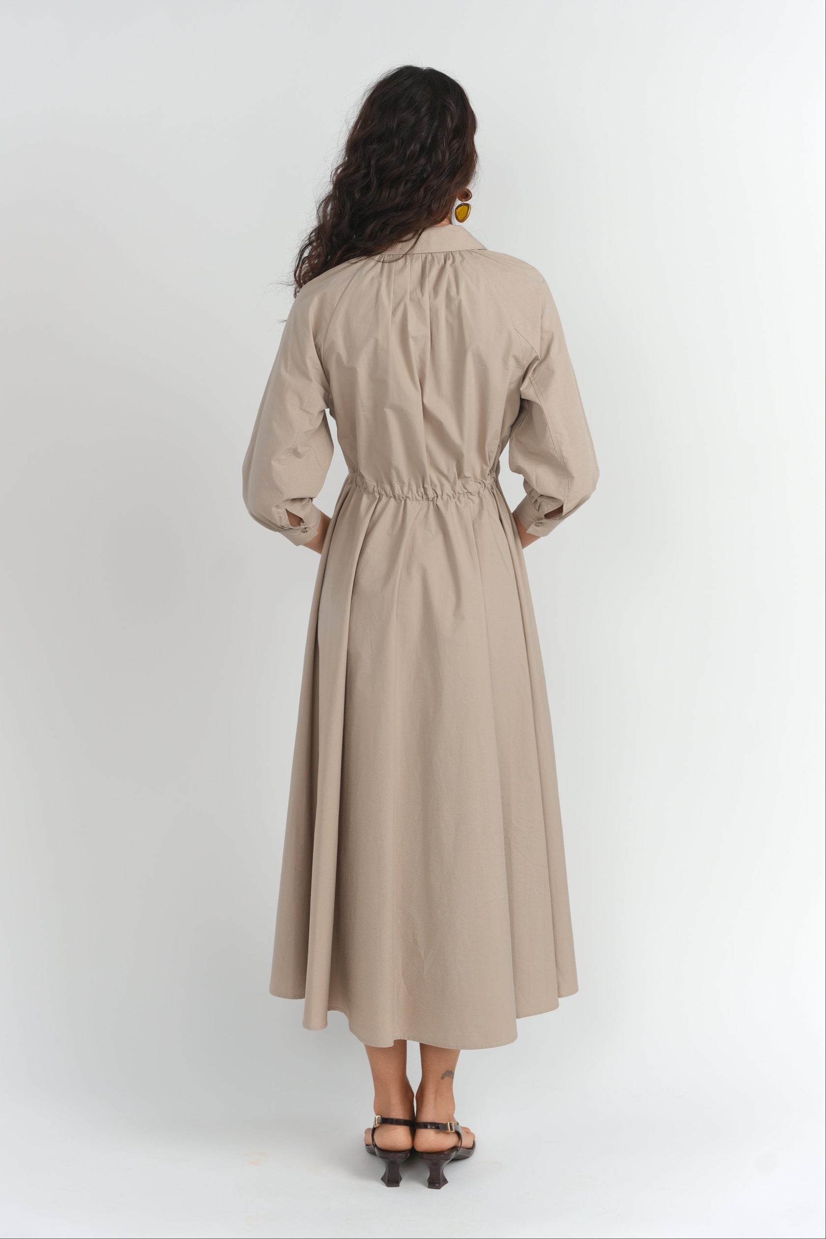 Button down rope belt maxi dress