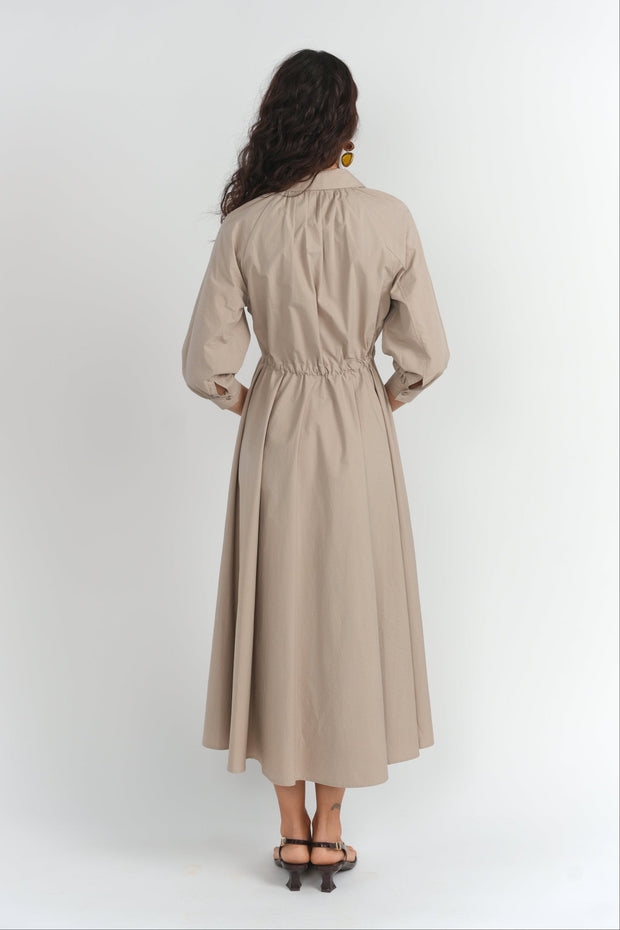 Button down rope belt maxi dress