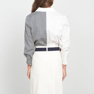 POINT HALF STRIPE BUTTON UP