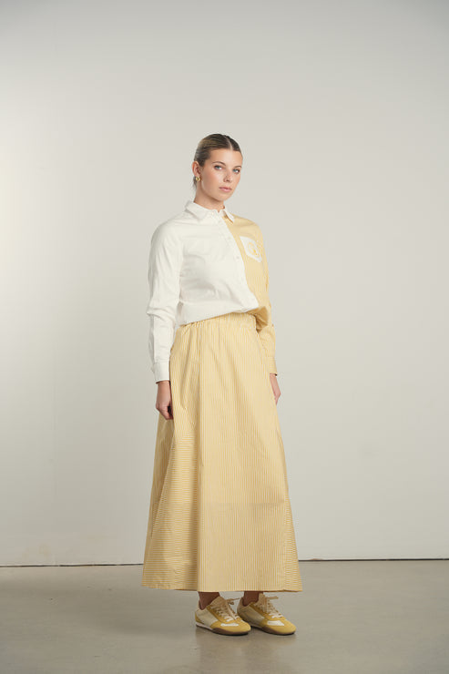 POINT STRIPE POPLIN SKIRT