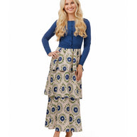 Printed Layered Jumper with Blue Cardigan-Luella