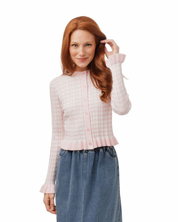 Pink Striped Knit Cardigan-Luella
