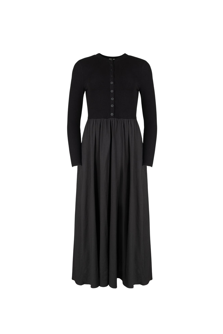 Mixed Poplin Dress-Point