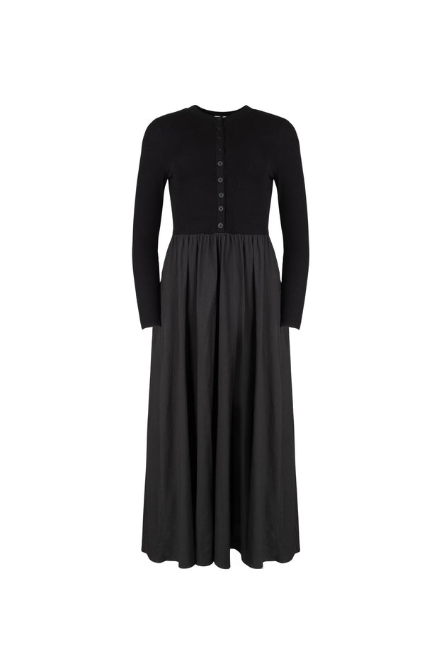 Mixed Poplin Dress-Point