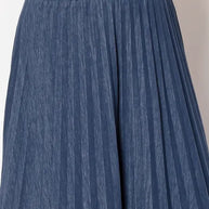 Denim Pleated Elastic Skirt