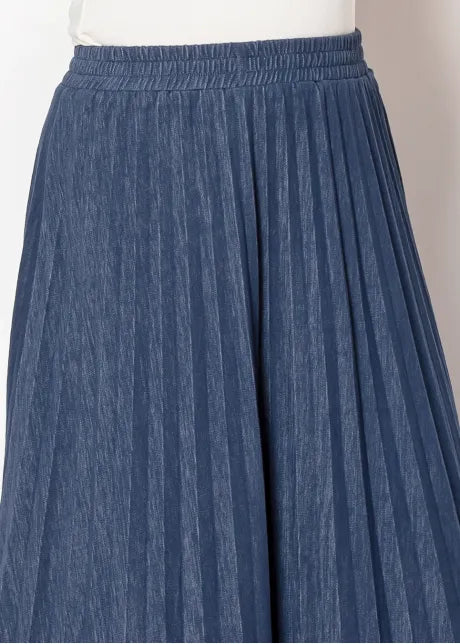 Denim Pleated Elastic Skirt
