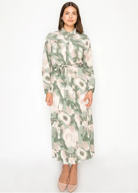 Pleated Dress With Belt