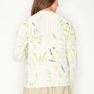 WHITE FLORAL KNIT CARDIGAN
