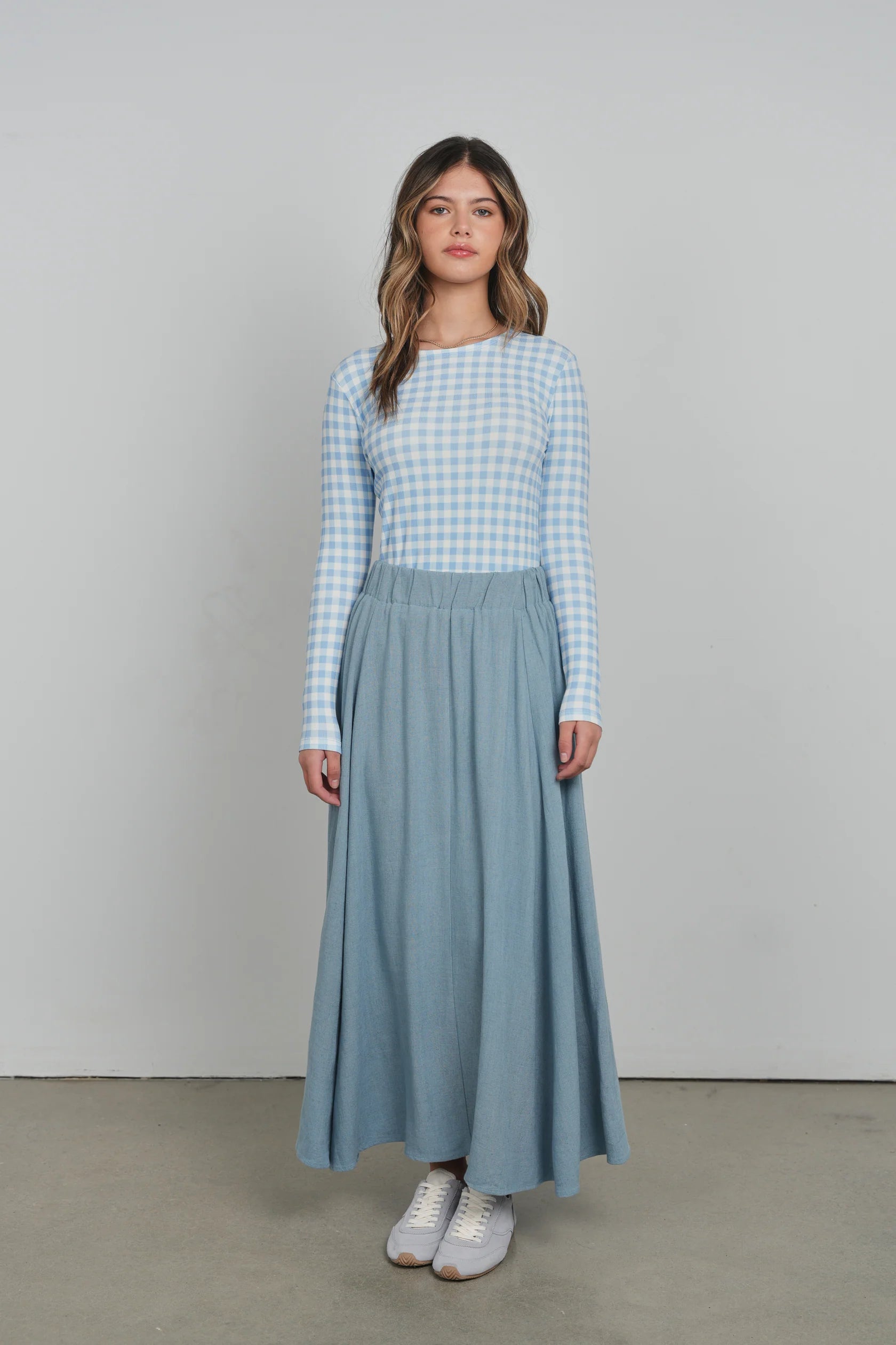 Point linen panel skirt