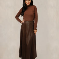 Leather Skirt - Brown