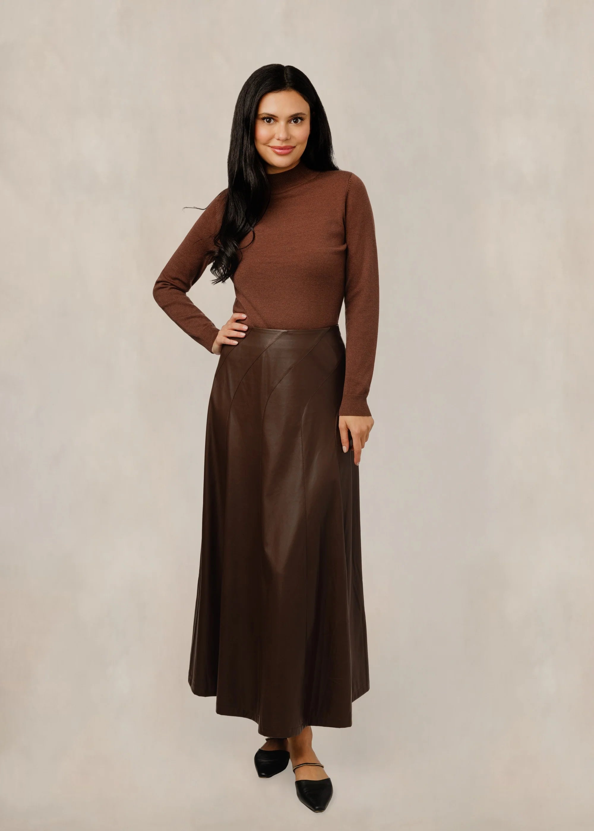 Leather Skirt - Brown