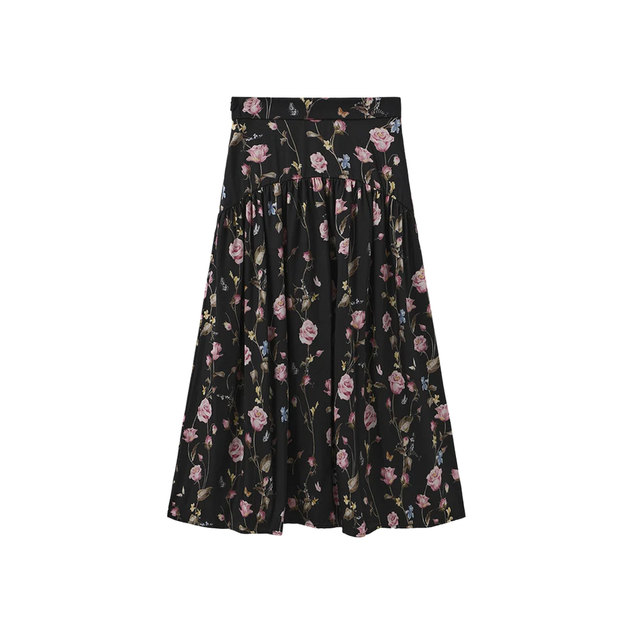 DROP WAIST FLORAL SKIRT