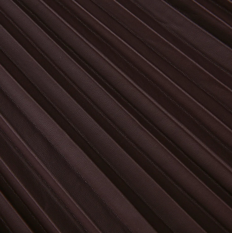 CHUNKY KNIT LEATHER PLEATED DRESS