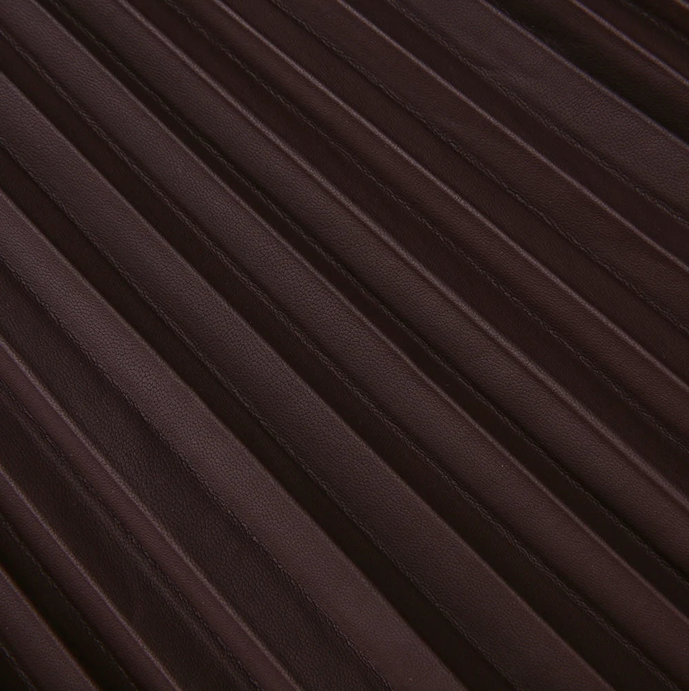 CHUNKY KNIT LEATHER PLEATED DRESS