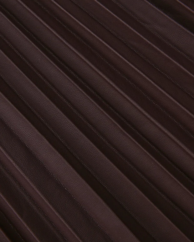 CHUNKY KNIT LEATHER PLEATED DRESS
