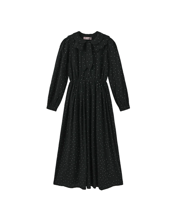 GEM STONE SCALLOPED NECK DRESS