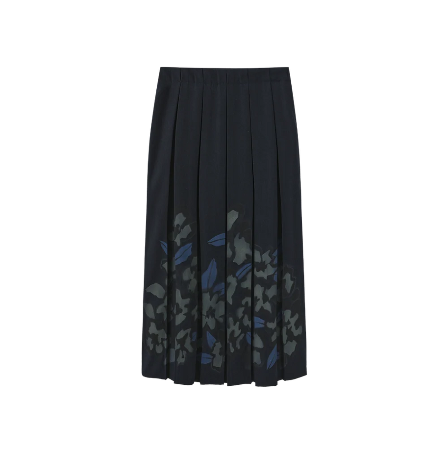 HALT PAINTED PLEATED MIDI SKIRT
