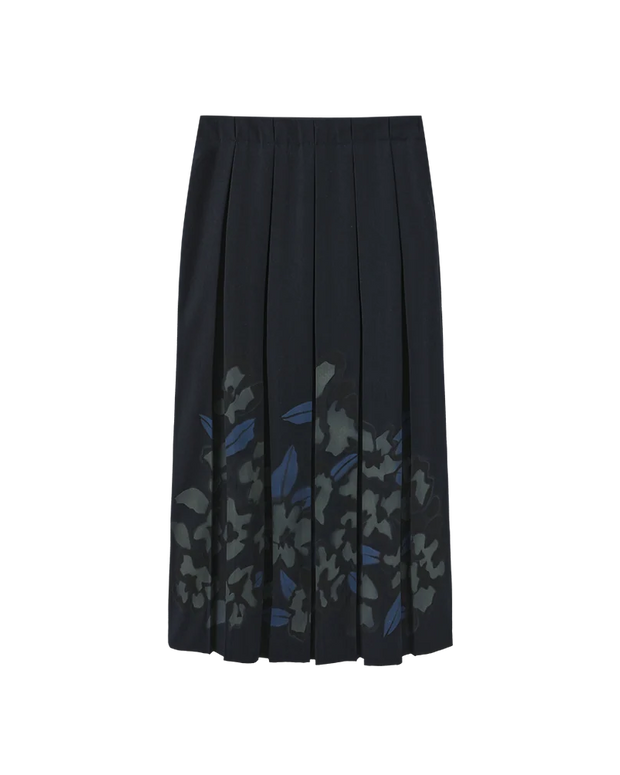 HALT PAINTED PLEATED MIDI SKIRT
