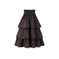 LEAF PRINT RUFFLE SKIRT