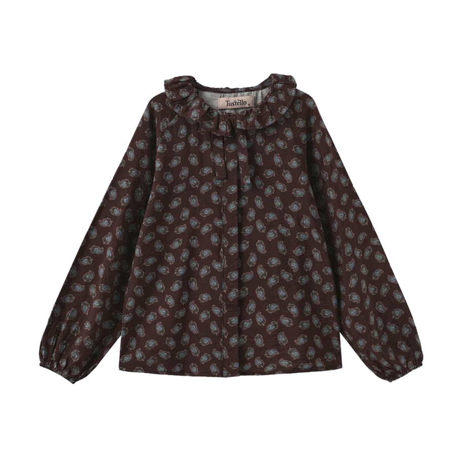 LEAF PRINTED RUFFLE BLOUSE