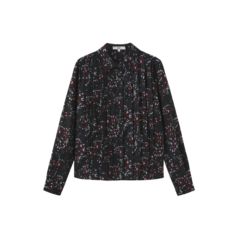 PLEATED DOUBLE BUTTON BLOUSE