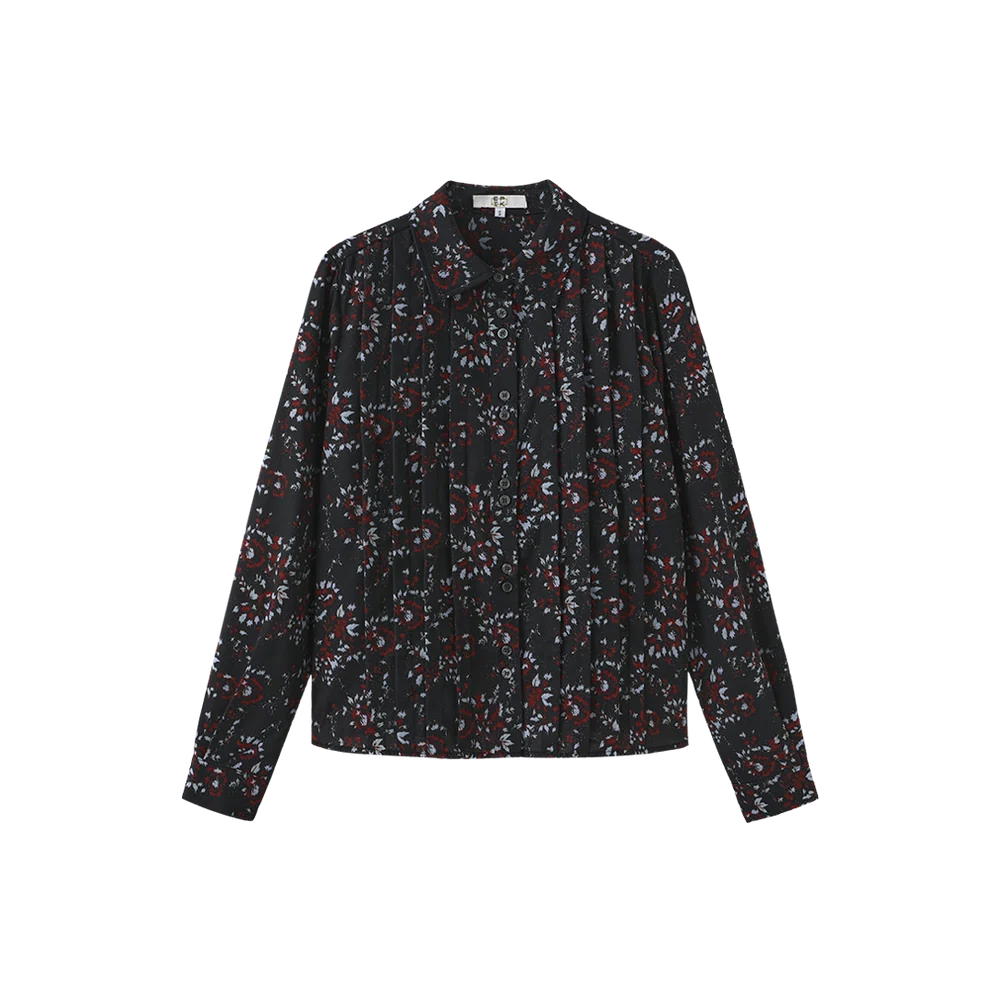 PLEATED DOUBLE BUTTON BLOUSE