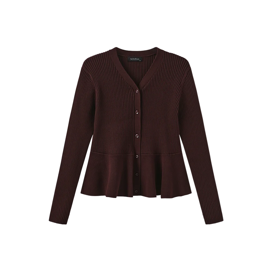 REDO KNIT PEPLUM CARDIGAN