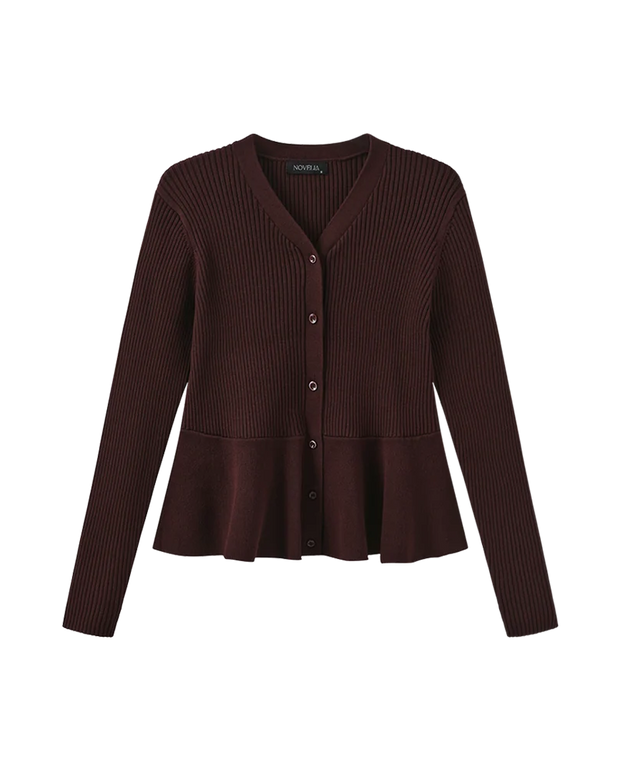 REDO KNIT PEPLUM CARDIGAN