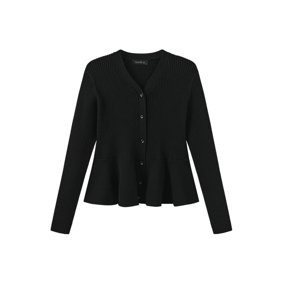 REDO KNIT PEPLUM CARDIGAN