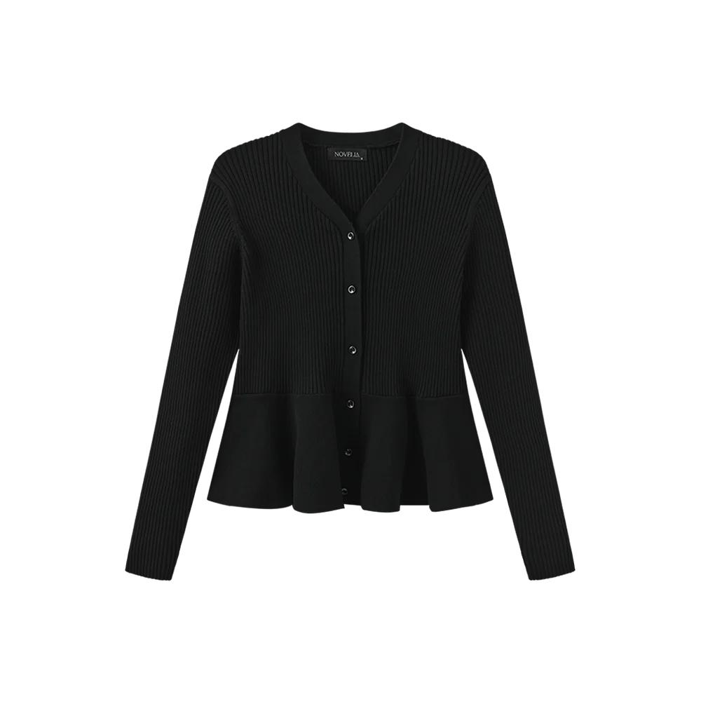 REDO KNIT PEPLUM CARDIGAN