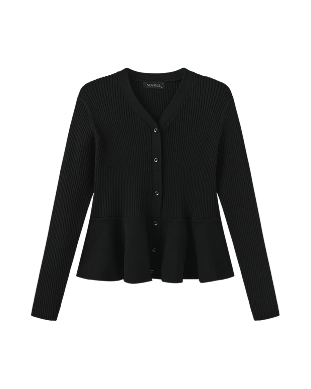 REDO KNIT PEPLUM CARDIGAN