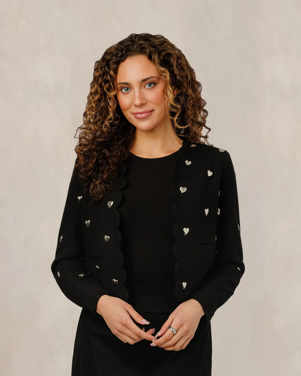 Metallic Heart Scalloped Twin Set